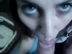 Hot blue-eyed, gorgeous girlfriend giving me the head